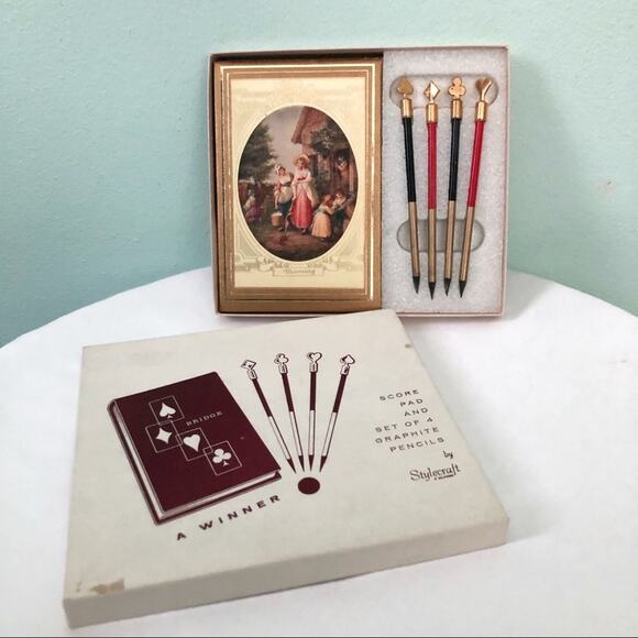 Vintage Bridge Score Keeping Set - in box Game Collectible - Picture 8 of 8